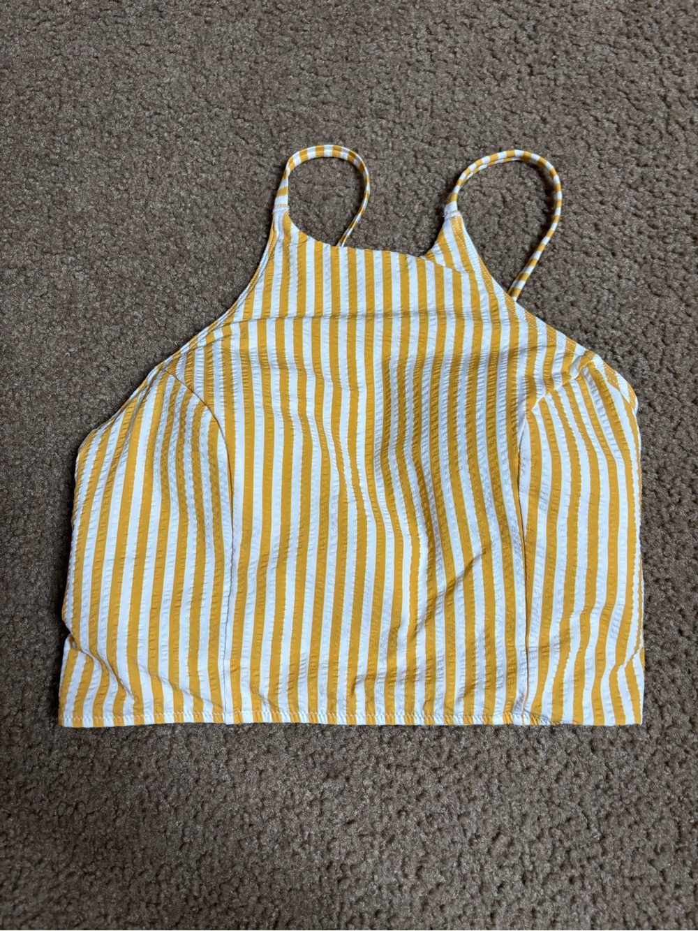 lululemon athletica Yellow and White Striped Halter Tank